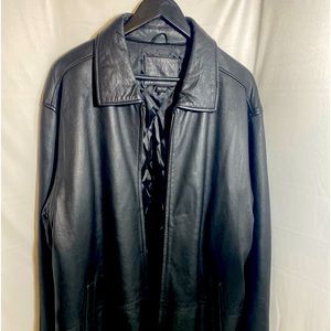 Kingsknight mens black leather jacket size Large
